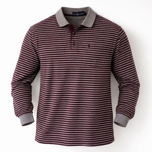 Polo Ralph Lauren Men's XL Striped Polo Sweater Long Sleeve Bordeaux Gray